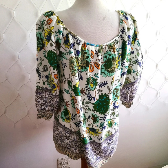 - Fig & Flower • Peasant Top Blouse • Floral Print • Botanical • Large - Picture 5 of 6